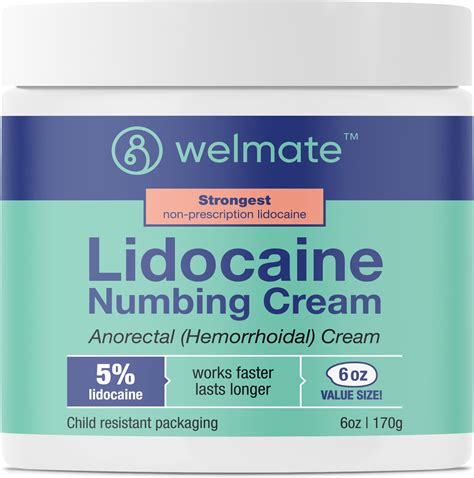 Amazon.com: WELMATE 5% Lidocaine Cream for Hemorrhoids, 6 oz Jar – Fast