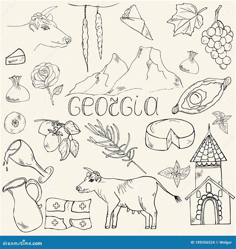 Traditional Cultural Symbols Travel of the Country of Georgia. Stock