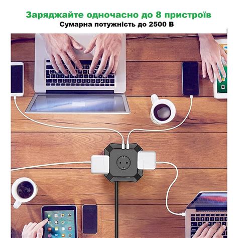 Купить Сетевой фильтр удлинитель с Type-C и USB Toperek на 5 розеток ...
