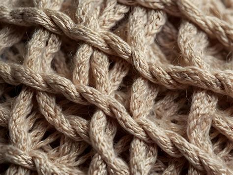 close  view  tightly interwoven threads forming knitted loops