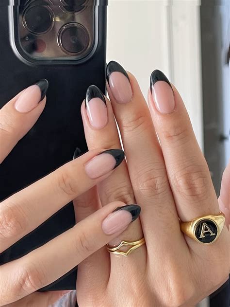 black french tips simple nails stylish nails gel nails