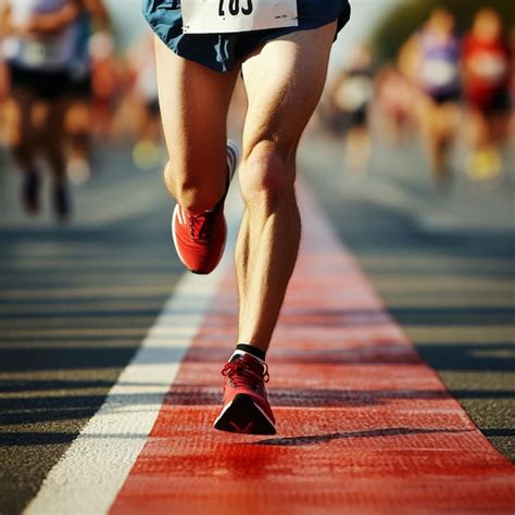 premium photo  runner crossing  finish    marathon