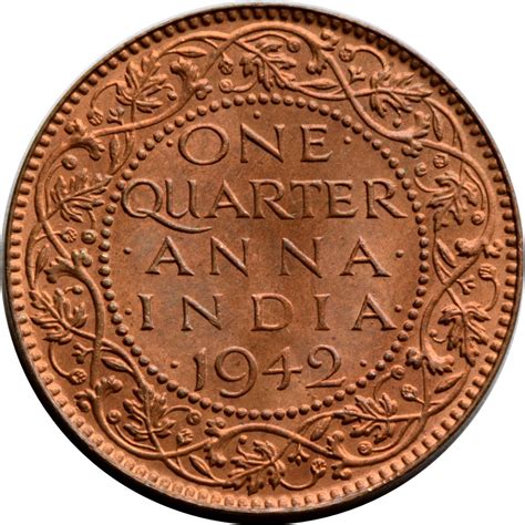 art collectibles king george vi  british india quarter anna coin