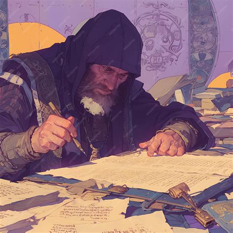 Premium Photo | Mysterious Man Engrossed in Ancient Texts