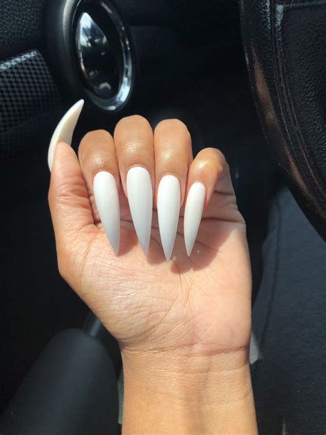 White Pointed Acrylic Nails