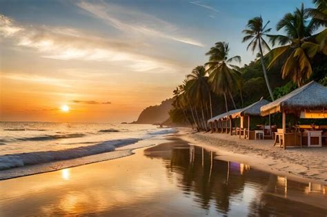 premium photo  beach  sunset   sunset   background