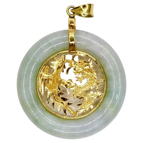 24k Pure Gold Horse Top and Circle Jadeite Jade Pendant For Sale at 1stDibs