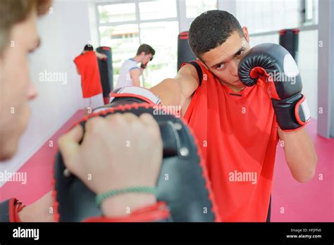 men training  box stock photo alamy