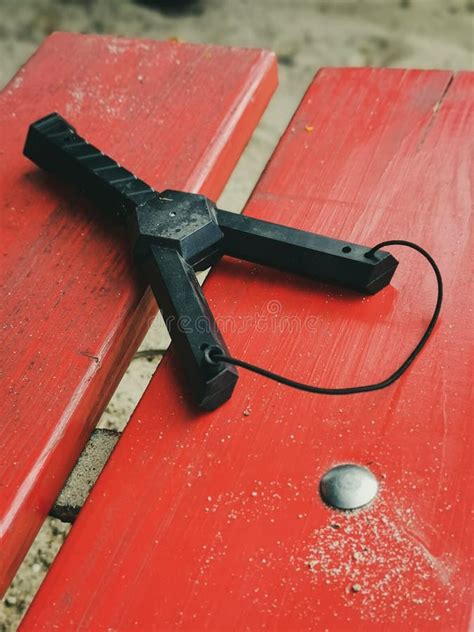 vertical closeup high angle shot   slingshot stock photo image