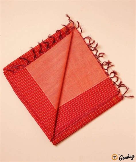 red kasargod saree  check pattern goabay