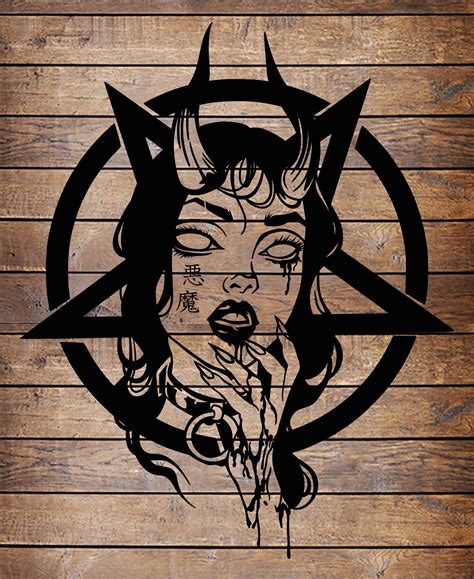SVG/PNG Devil Girl Cool Tattoo Horror Stencil for Cricut - Vinyl Cutter