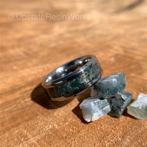Genuine Moss Agate Ring, Moss Agate Band, Dendritic Moss Agate Ring