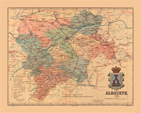 Historic Map - Albacete Spain - Martine 1904 - 28.51 x 23 - Vintage Wa