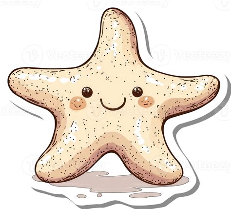 cute cartoon starfish smiles happily  png