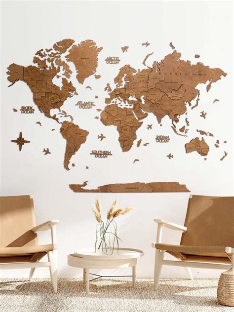 premium luxury  wooden world map walnut map  wood