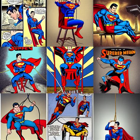 superman tied to a chair with ropes | Stable Diffusion