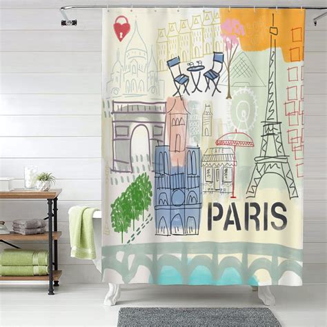 Amazon.com: citari Paris Shower Curtain Eiffel Tower Bathroom Shower