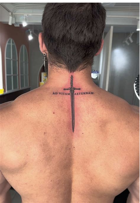 sword neck tattoo inspiration  men  tattoo idea backtattoos