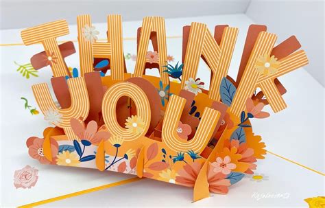 3D Popup Thank You Card | Etsy