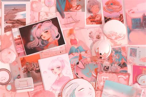 Anime Aesthetic in Pink Colors with Symbolic Elements. K-pop Style with ...