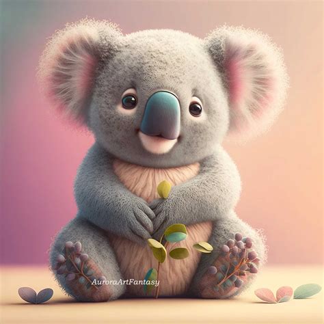 cute baby koala ai generated print instant  portrait nursery