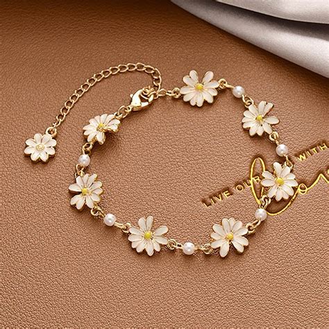 Daisy Flower Bracelet18k Gold Plated Daisy Flower - Etsy