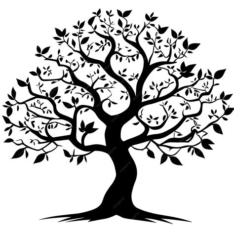 Un árbol negro con hojas. | Vector Premium