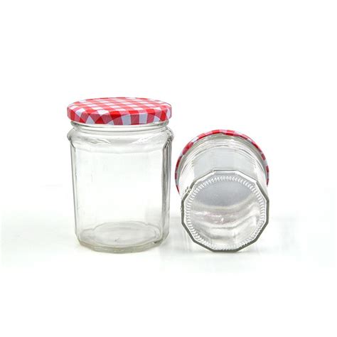 ml ml clear octagon jam glass bottles  lid  jam honey