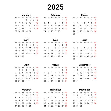 2025 Minimalist Calendar Vector, 2025 Simple Calendar, 2025 Calendar