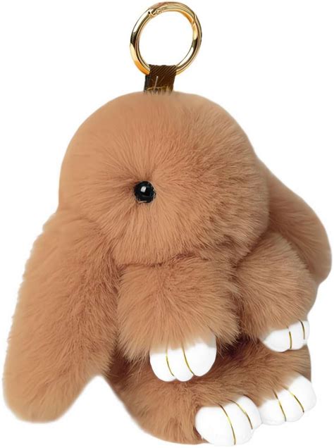 ZOUBAOQ Cute Bunny Keychain - Soft Fluffy Rabbit Plush Rex Fur Car