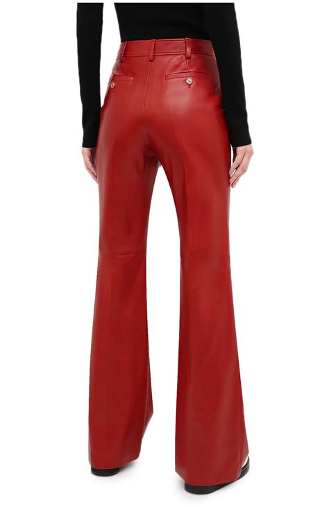 Женские красные кожаные брюки GUCCI — купить за 256500 руб. в интернет ...