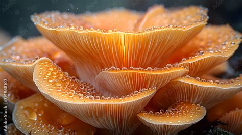 surface   mushroom cap showing  gills  vivid detail