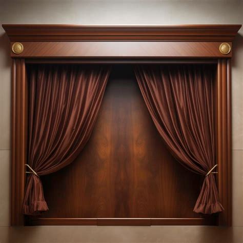 premium photo  wooden frame   brown curtain