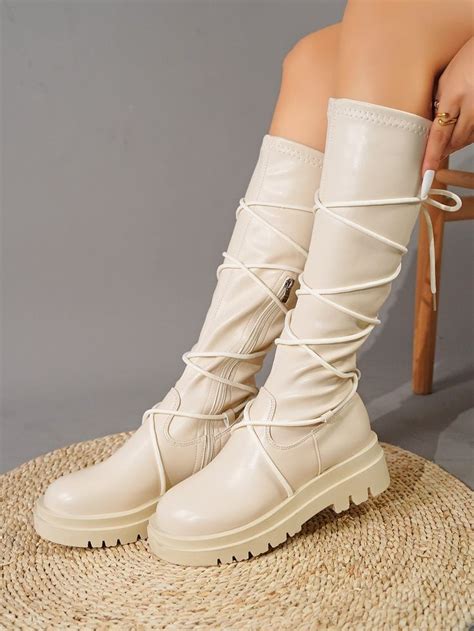 tie leg design side zip boots side zip boots boots boots women fashion