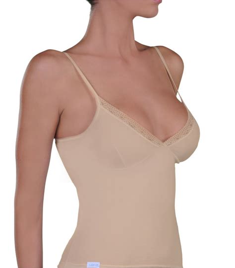 women elastic camisole with narrow strip, lace, beige Size Small Color ...