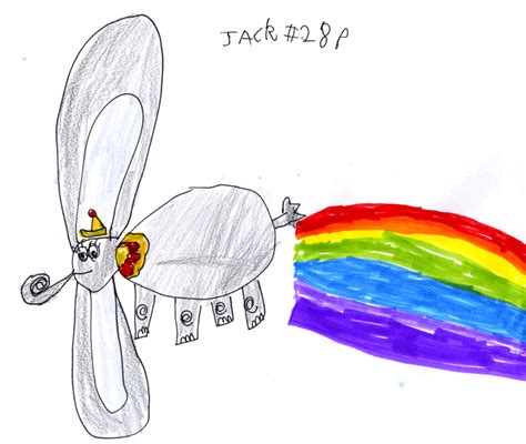 Dumbo the elephant with a rainbow for Laura McCannell | Jack Draws Anything