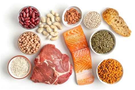 premium photo food sources  protein isolated top view includes meat