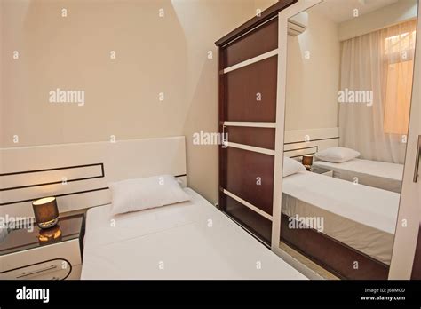 Interior design decor furnishing of luxury show home bedroom with ...