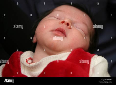 week  baby girl asleep stock photo alamy