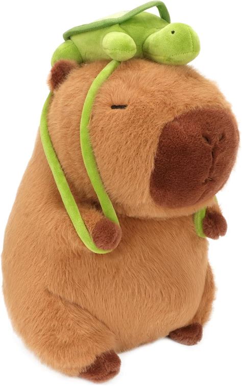 Capybara Plush Toy - 9-12 Inch Cute Capybara Stuffed Animal with Turtle