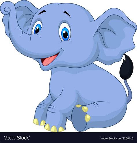 Cute baby elephant cartoon sitting Royalty Free Vector Image