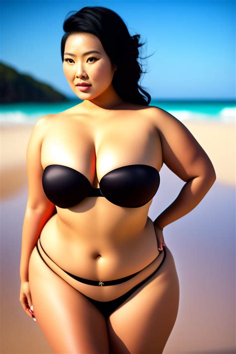 Lexica - Thick Beautiful asian woman wearing Slingshot-bikini, Wide