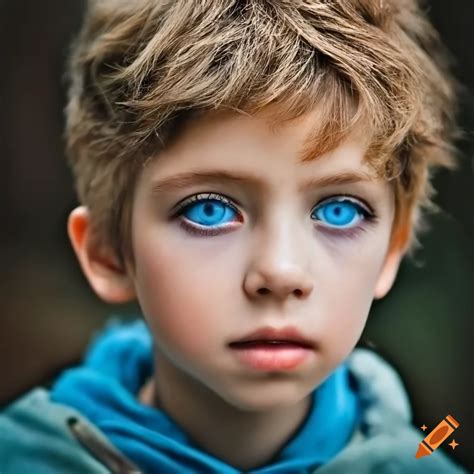 blue eyed boy  moderate brown beard  hair