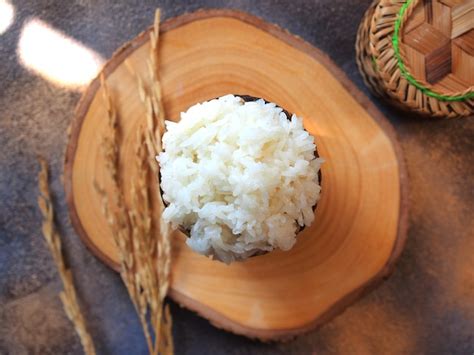 Premium Photo | Sticky rice in traditional bamboo basket