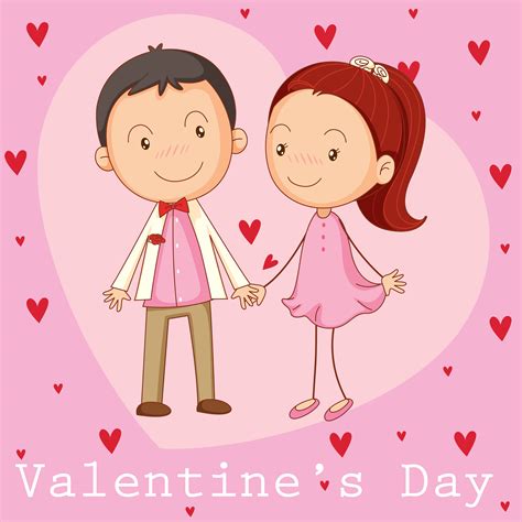 Valentine card template with boyfriend and girlfriend 414580 Vector Art at Vecteezy