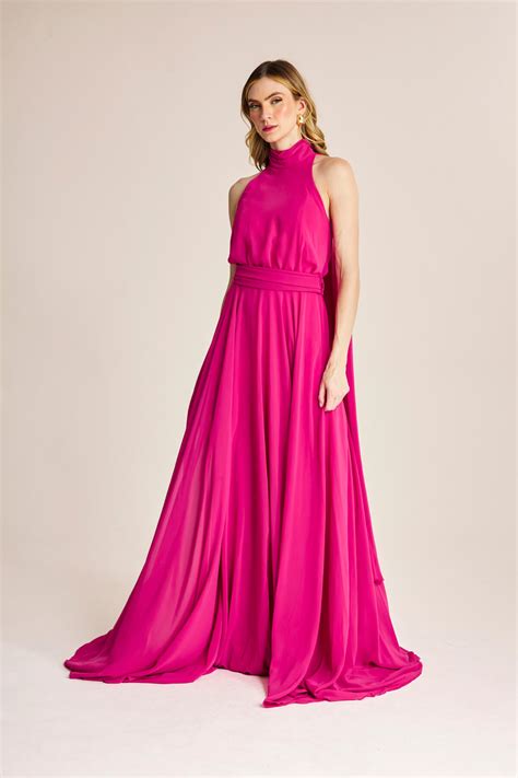 Vestido Decote Alto Vivi Posh- Pink Berry - Vic
