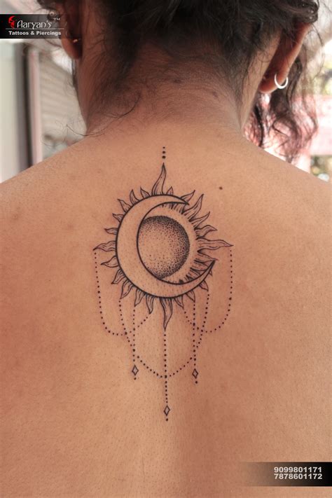 moon and sun small tattoo 6
