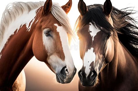 Portrait of two horses stock illustration. Illustration of portrait ...
