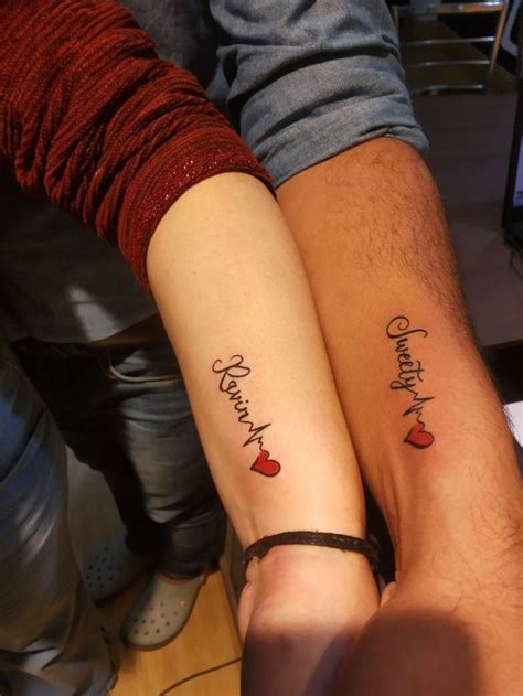 heart beat tattoo   fonts couple tattoos tattoos couples