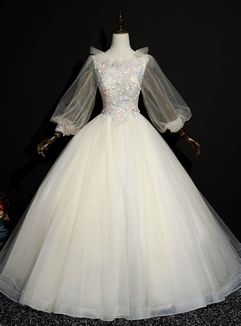 For You Next Prom Dance Light Champagne Ball Gown Tulle Butterfly